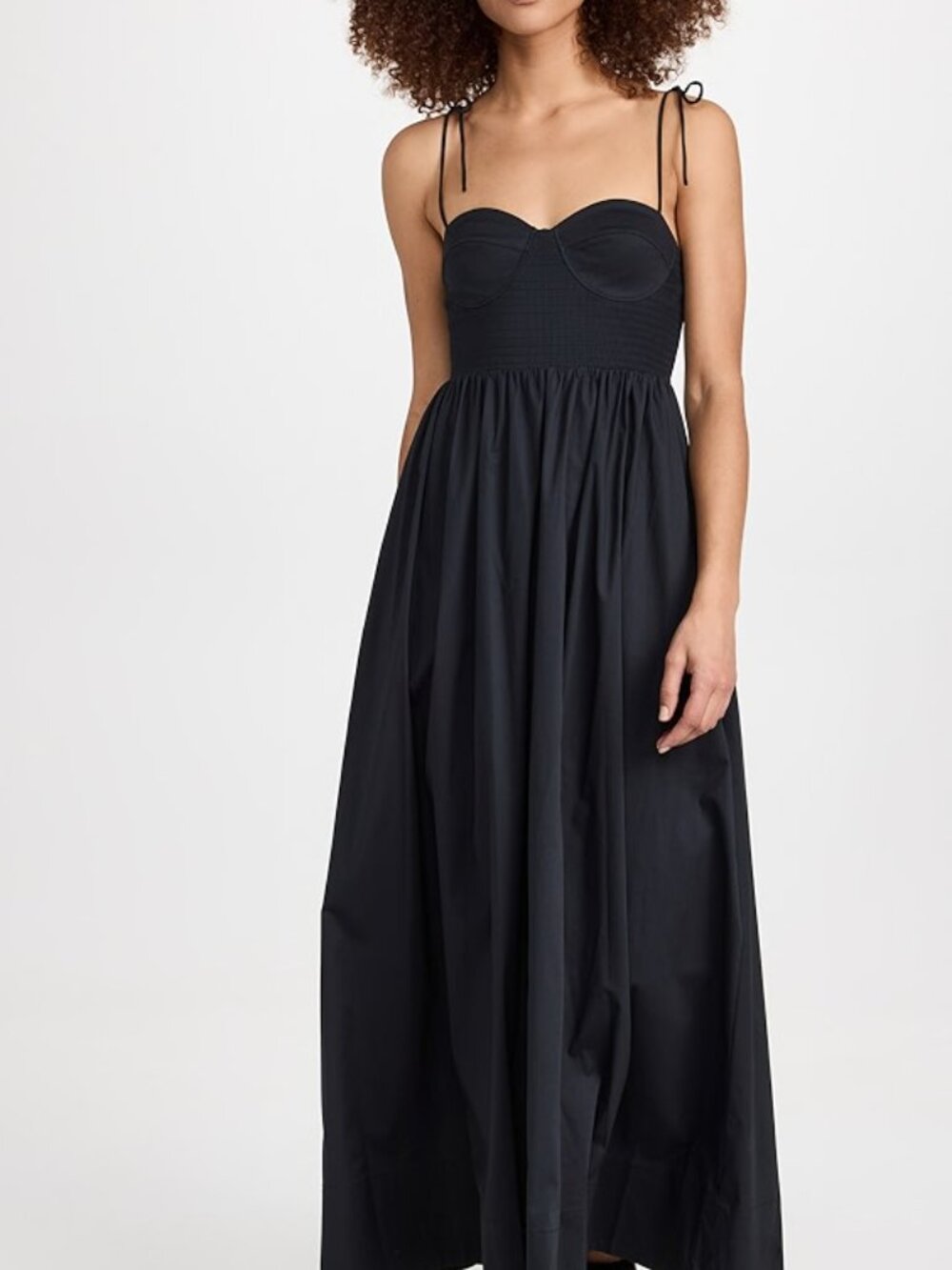 Staud Landry Shoulder-Tie Smocked Maxi Dress Size L NWT - Picture 5 of 16
